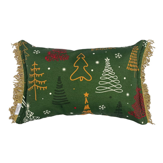 Funda Cojin Decorativo Diseño Festivo Verde