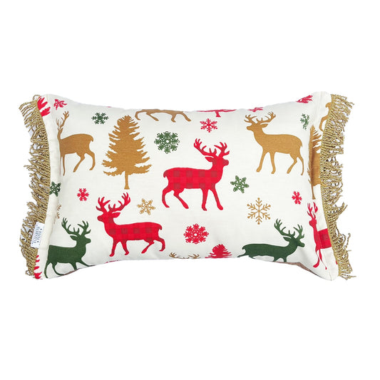 Funda Cojin Decorativo Diseño Renos Blanco