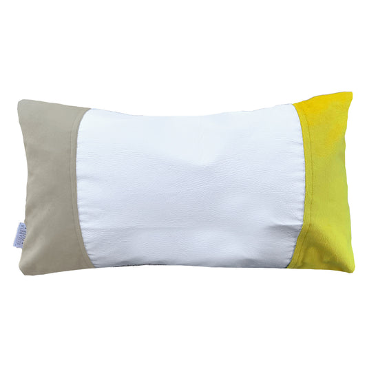 Funda Cojín Decorativo EcoCuero Blanco Beige Amarillo