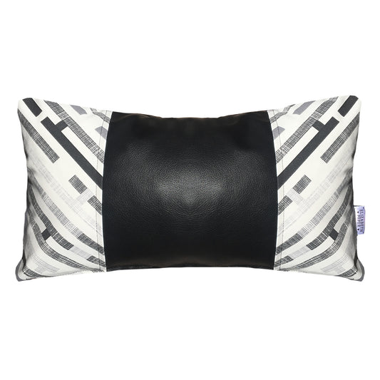 Funda Cojín Decorativo EcoCuero Gris y Negro