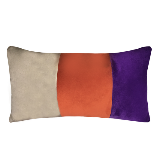 Funda Cojín Decorativo diseño Beige Naranjo y Morado