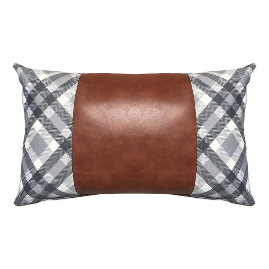 Funda Cojín Decorativo EcoCuero Gris y Cafe