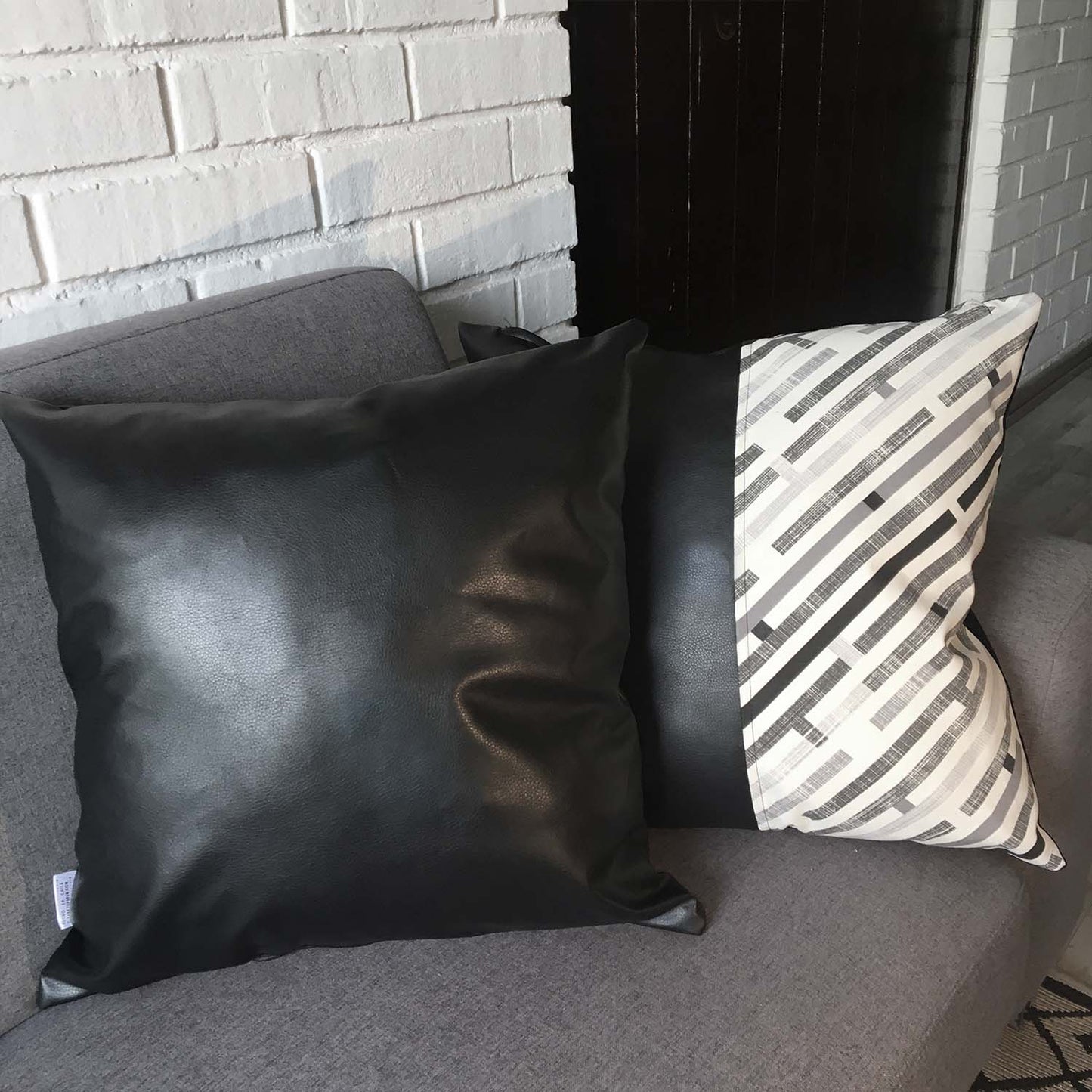 Funda Cojín Decorativo EcoCuero Negro