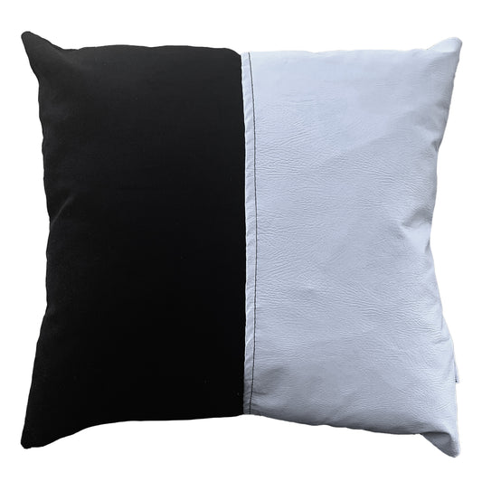 Funda Cojín Decorativo EcoCuero Blanco y Negro