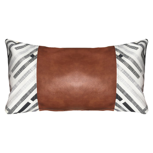 Funda Cojín Decorativo EcoCuero Gris y Beige