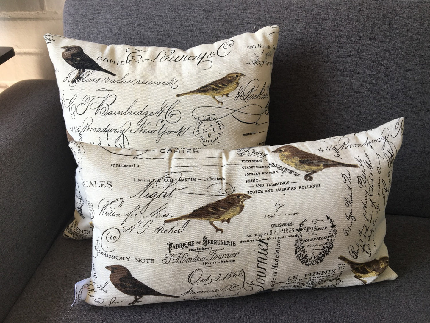 Funda para Cojín Decorativo Aves Crema