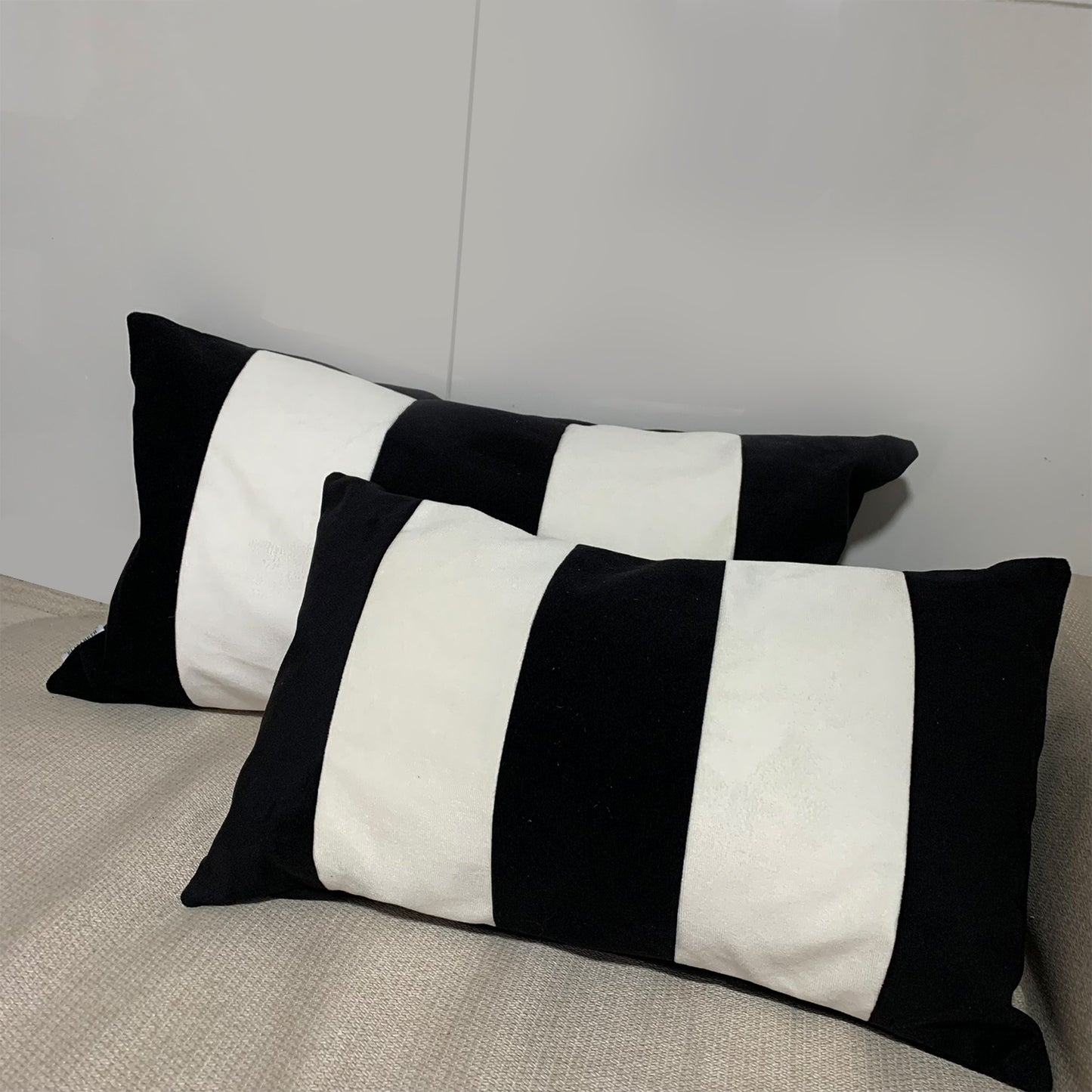 Funda Cojín Decorativo diseño Franjas Blanco y Negro