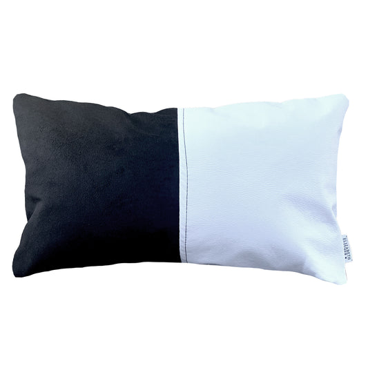 Funda Cojín Decorativo EcoCuero Blanco y Negro