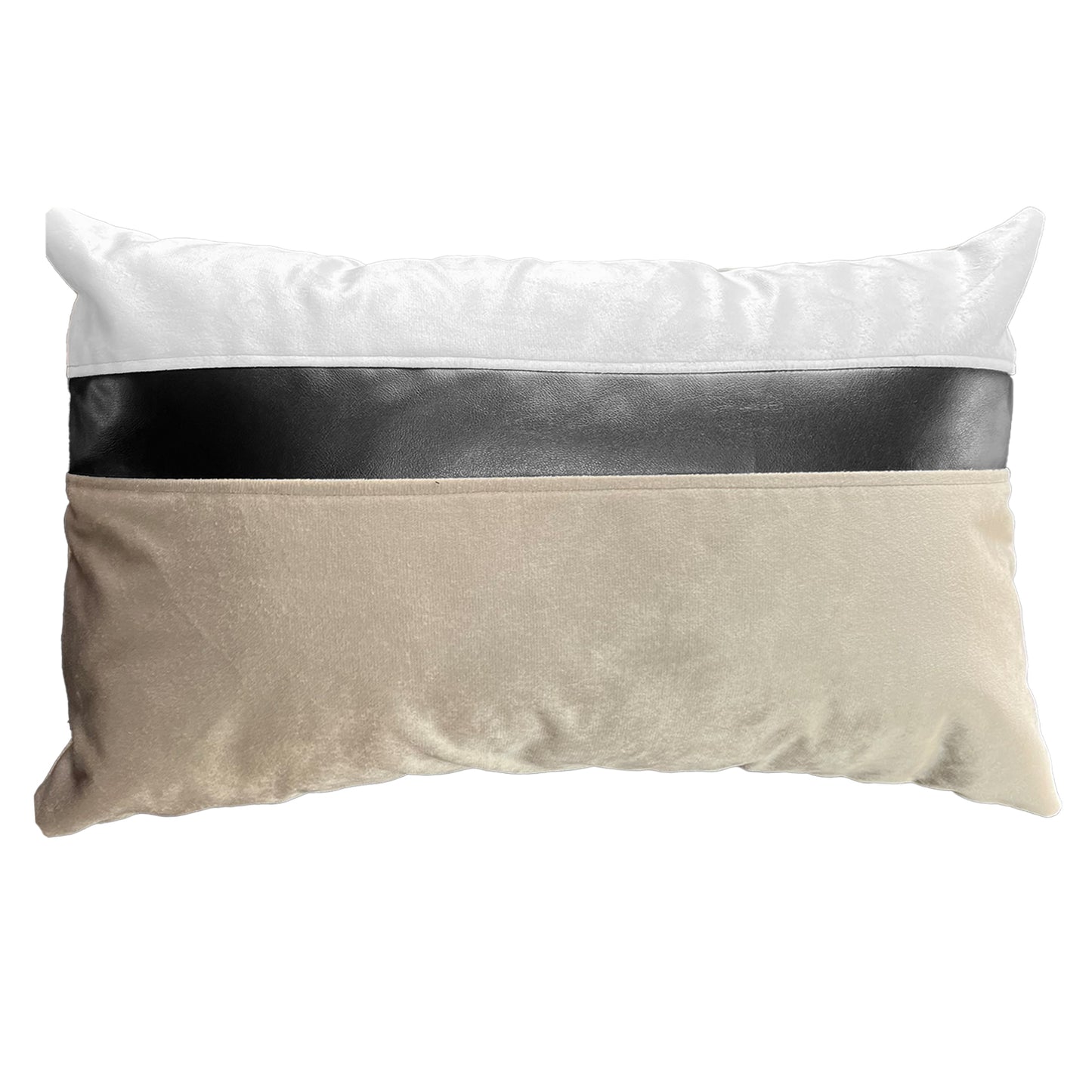 Funda Cojín Decorativo diseño Blanco Beige Negro Ecocuero