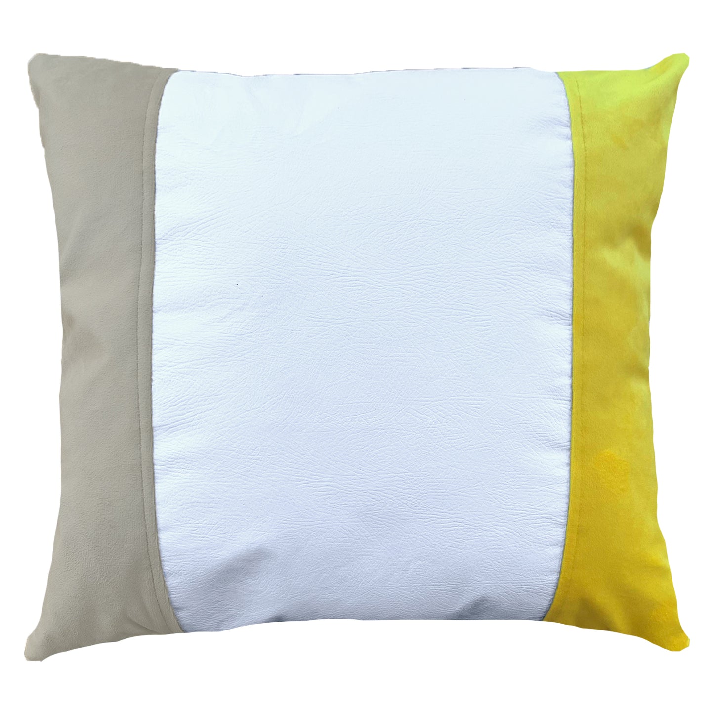 Funda Cojín Decorativo EcoCuero Blanco Beige Amarillo