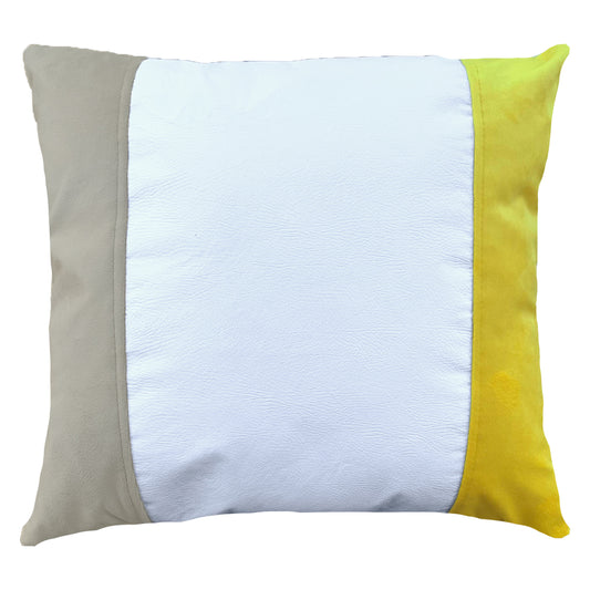 Funda Cojín Decorativo EcoCuero Blanco Beige Amarillo