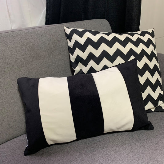 Funda Cojín Decorativo diseño Franjas Blanco y Negro