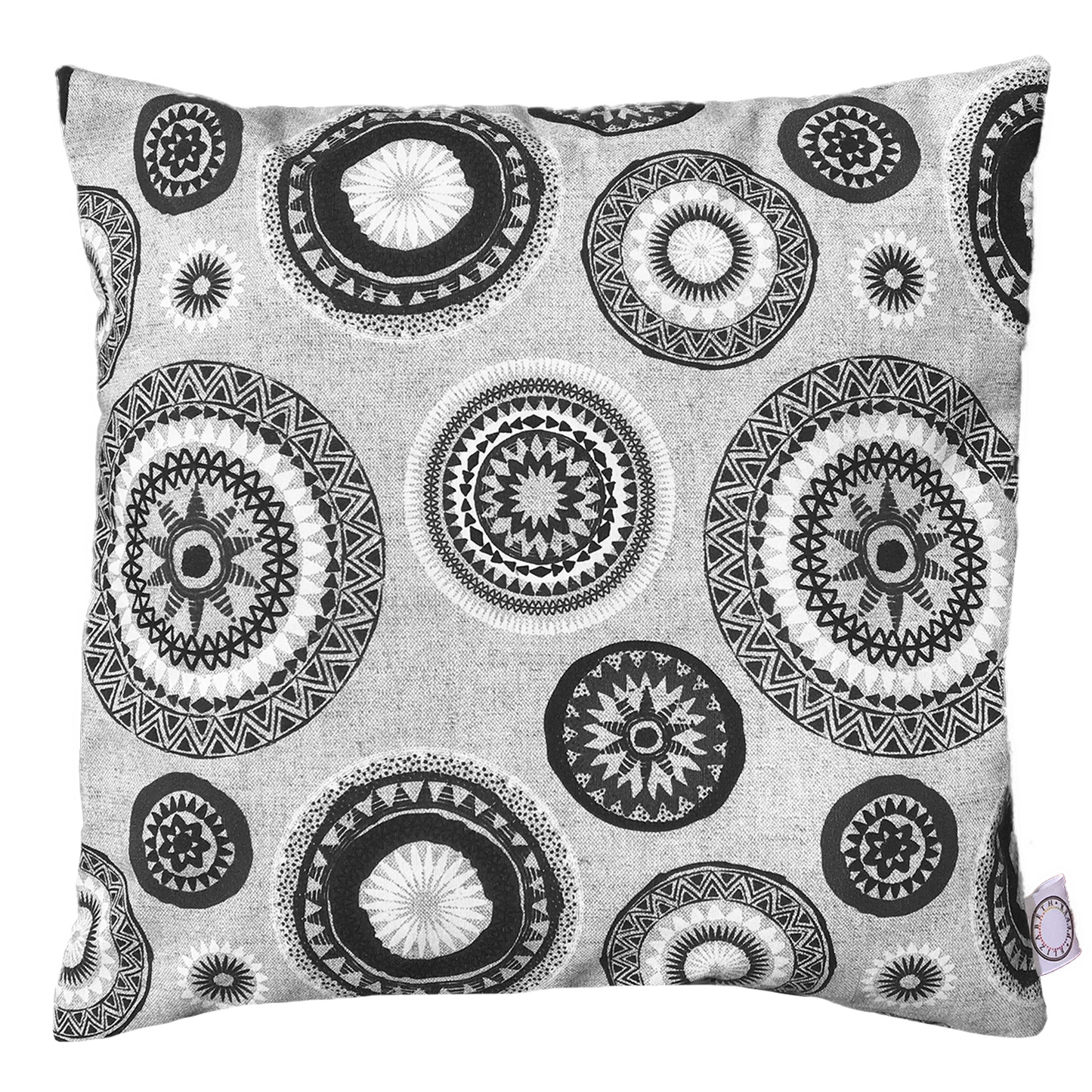 Funda Cojín Decorativo diseño Mandalas Blanco, Negro