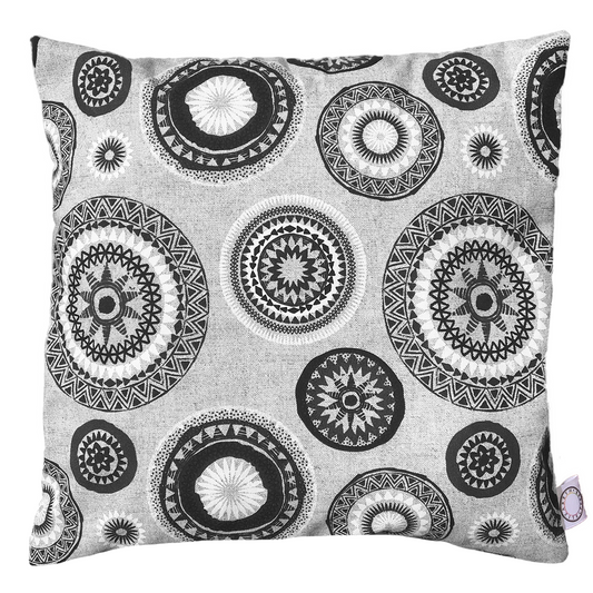 Funda Cojín Decorativo diseño Mandalas Blanco, Negro