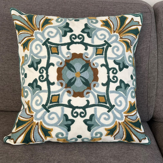 Funda Cojin Decorativo Diseño Azulejo Turquesa