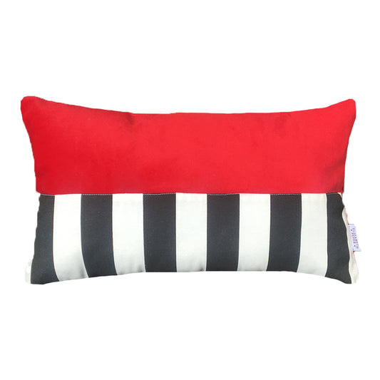 Funda Cojín Decorativo diseño Suave Rojo Rayas Blanco y Negro