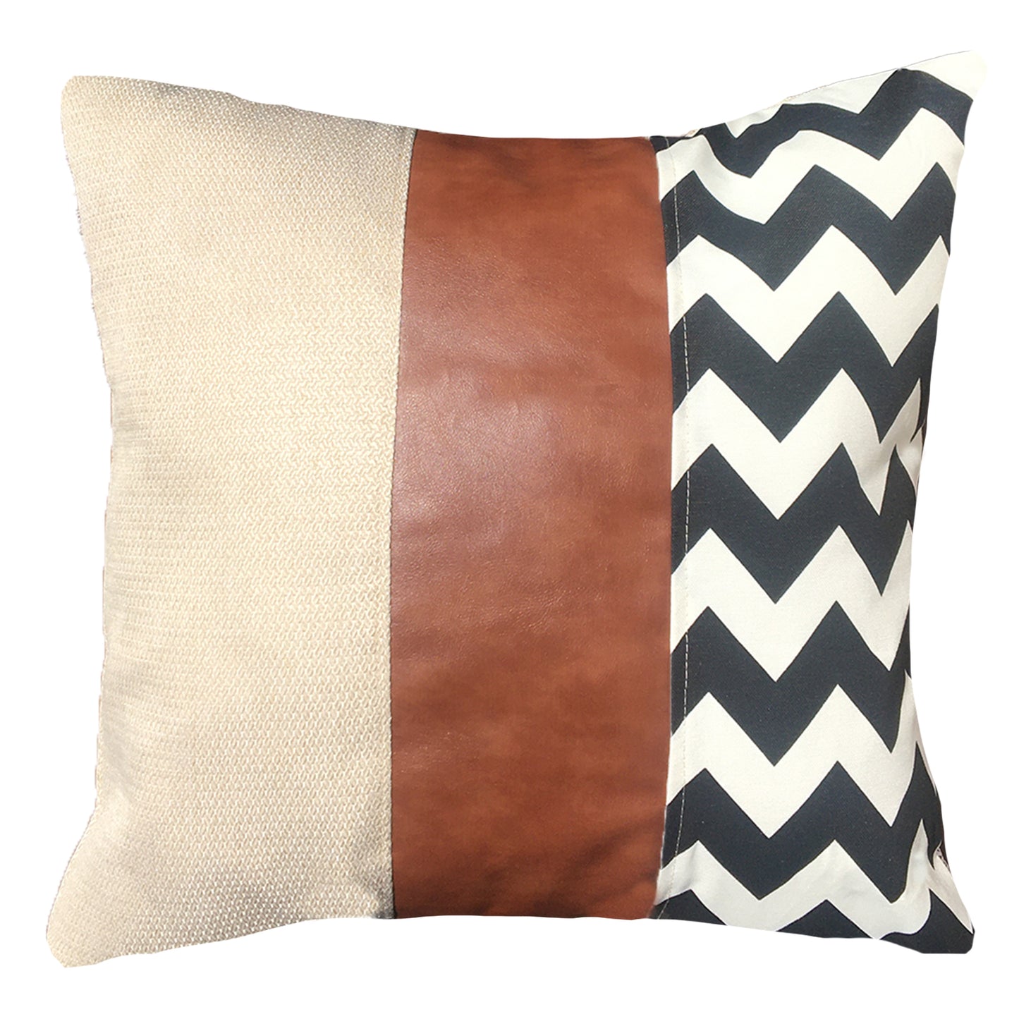 Funda Cojín Decorativo EcoCuero ZigZag Blanco y Negro