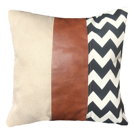 Funda Cojín Decorativo EcoCuero ZigZag Blanco y Negro