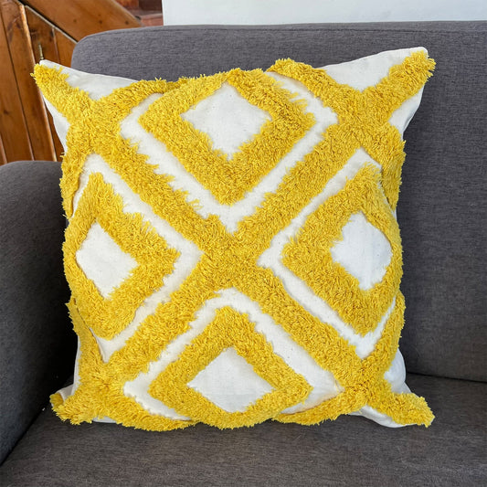 Funda Cojin Decorativo Diseño Rombo Amarillo
