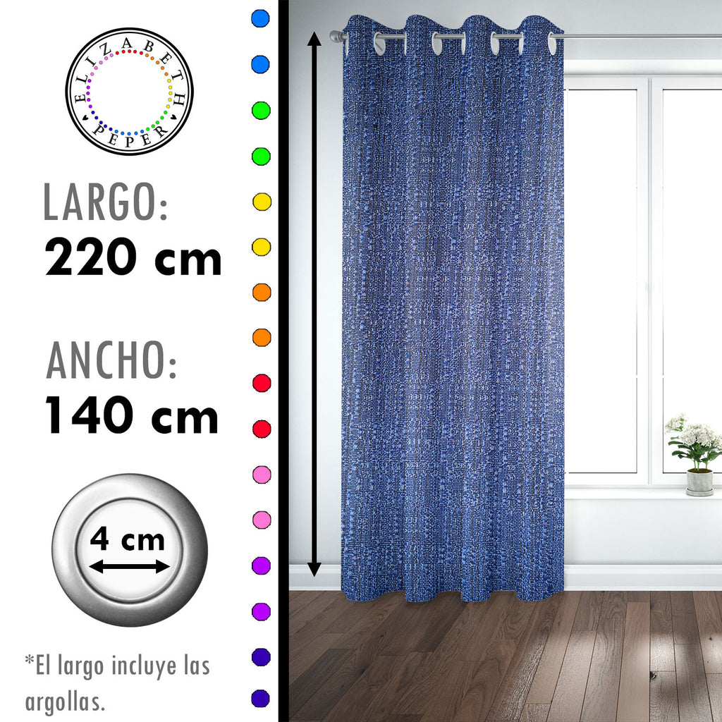 Set de Cortinas Hogar 2 Paños de 140 x 220 cm Azul