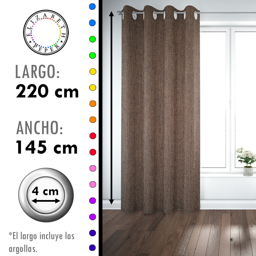 Set de Cortinas Textura Lino 2 Paños de 145 x 220 cm Café