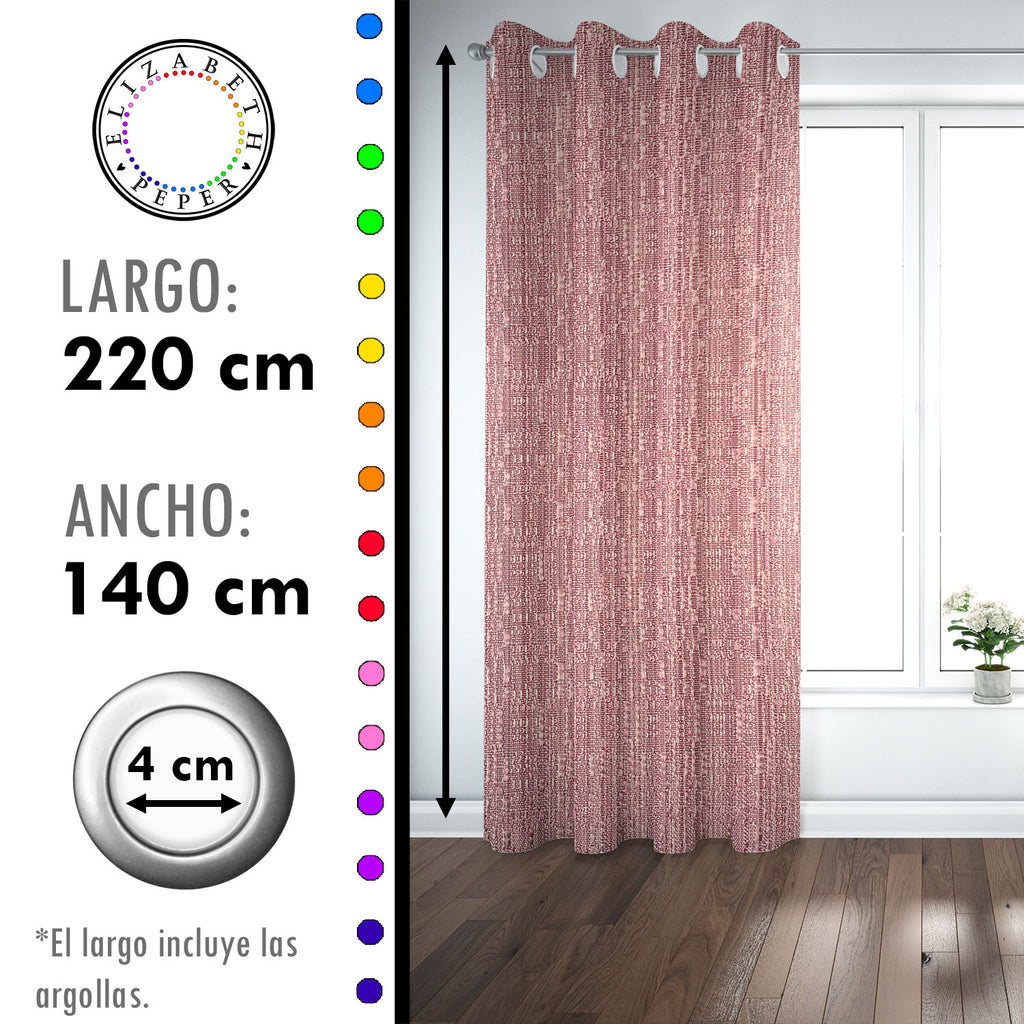 Set de Cortinas Hogar 2 Paños de 140 x 220 cm Rosa