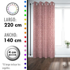 Set de Cortinas Hogar 2 Paños de 140 x 220 cm Rosa