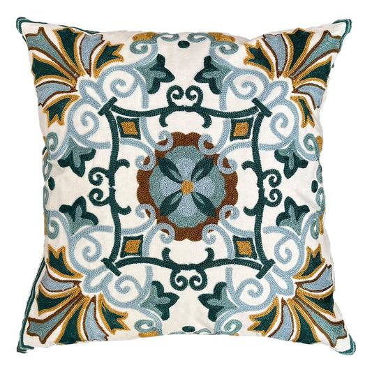 Funda Cojin Decorativo Diseño Azulejo Turquesa