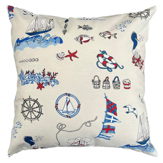 Funda Cojin Decorativo Diseño Marinero Azul