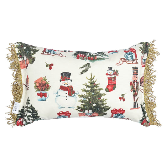 Funda Cojin Decorativo Diseño Navideño Blanco