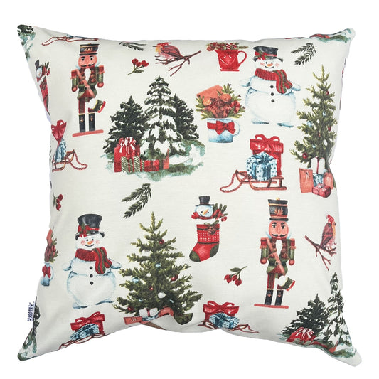 Funda Cojin Decorativo Diseño Navideño Blanco