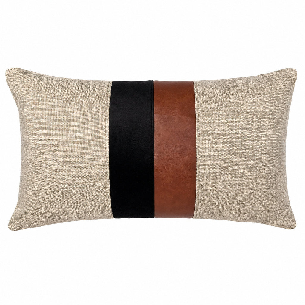 Funda Cojin Decorativo Diseño Lino Cafe Negro Ecocuero