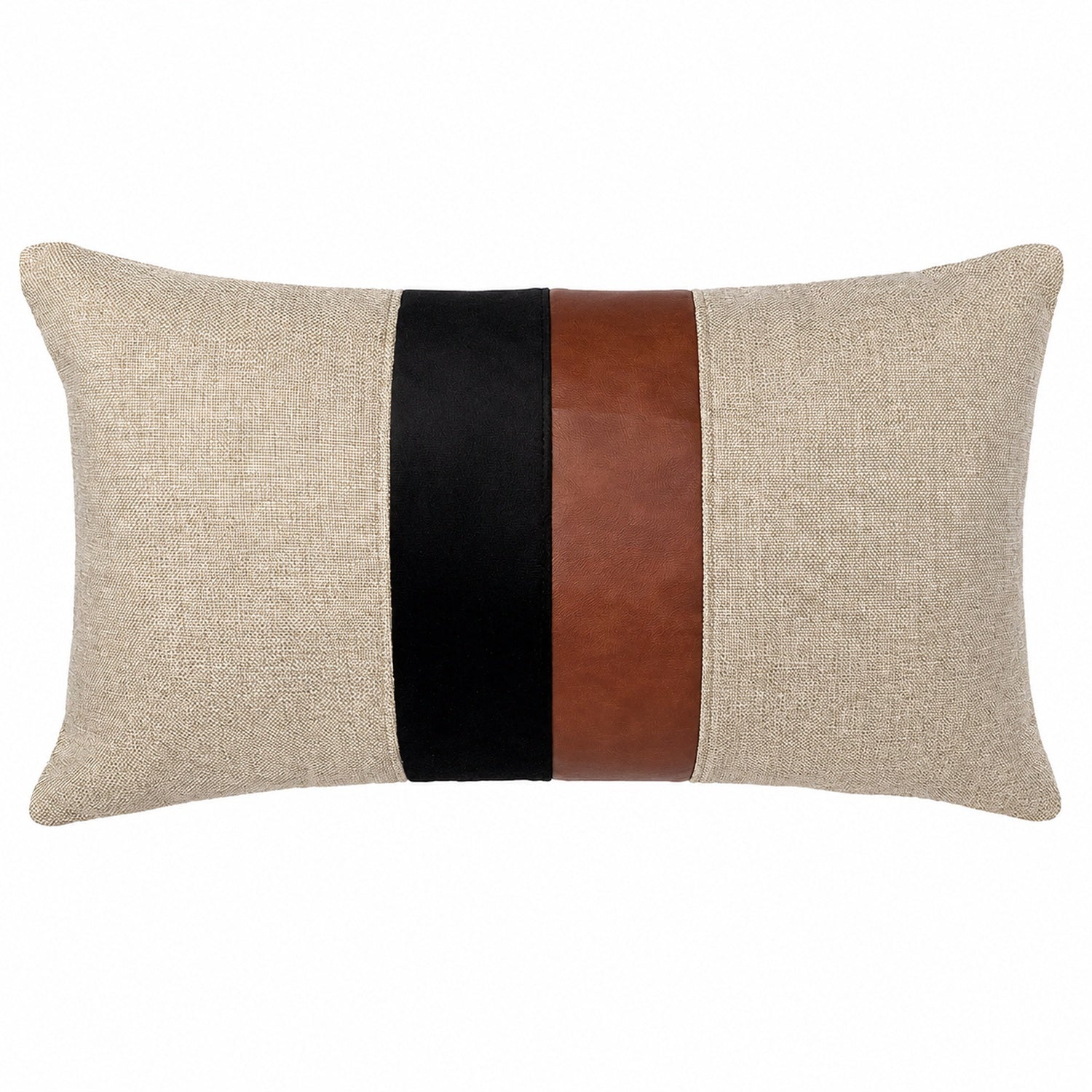 Funda Cojin Decorativo Diseño Lino Cafe Negro Ecocuero