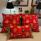 Funda Cojin Decorativo Diseño Festivo Rojo