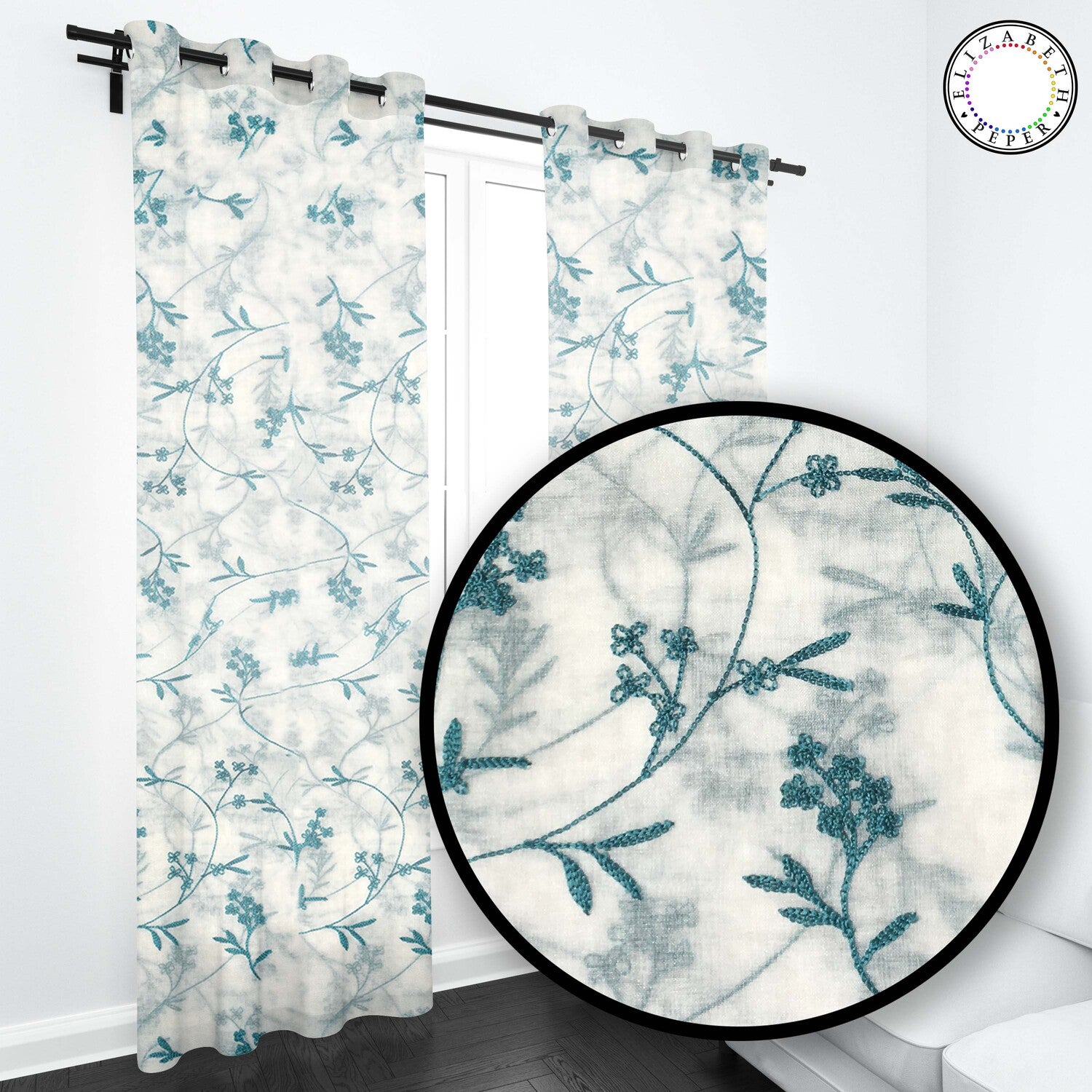 Set de Cortinas Visillo 2 Paños de 140 x 220 cm Turquesa