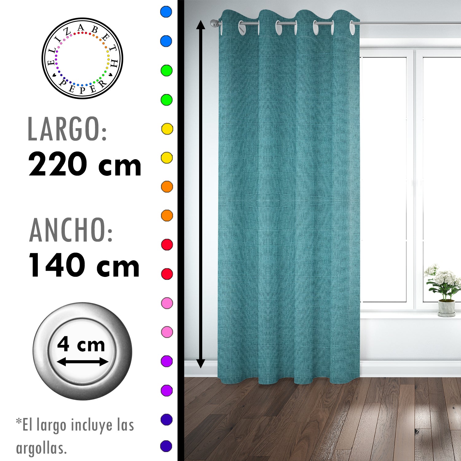 Set de Cortinas Blackout 2 Paños de 140 x 220 cm Turquesa