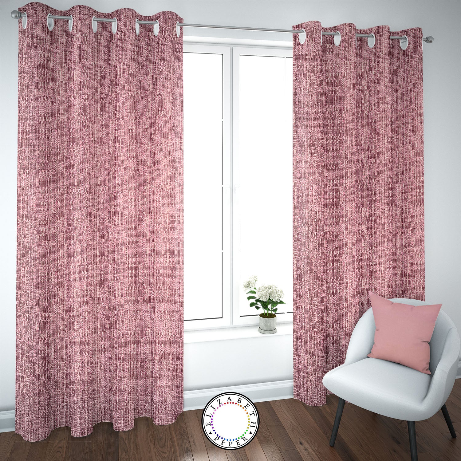 Set de Cortinas Hogar 2 Paños de 140 x 220 cm Rosa