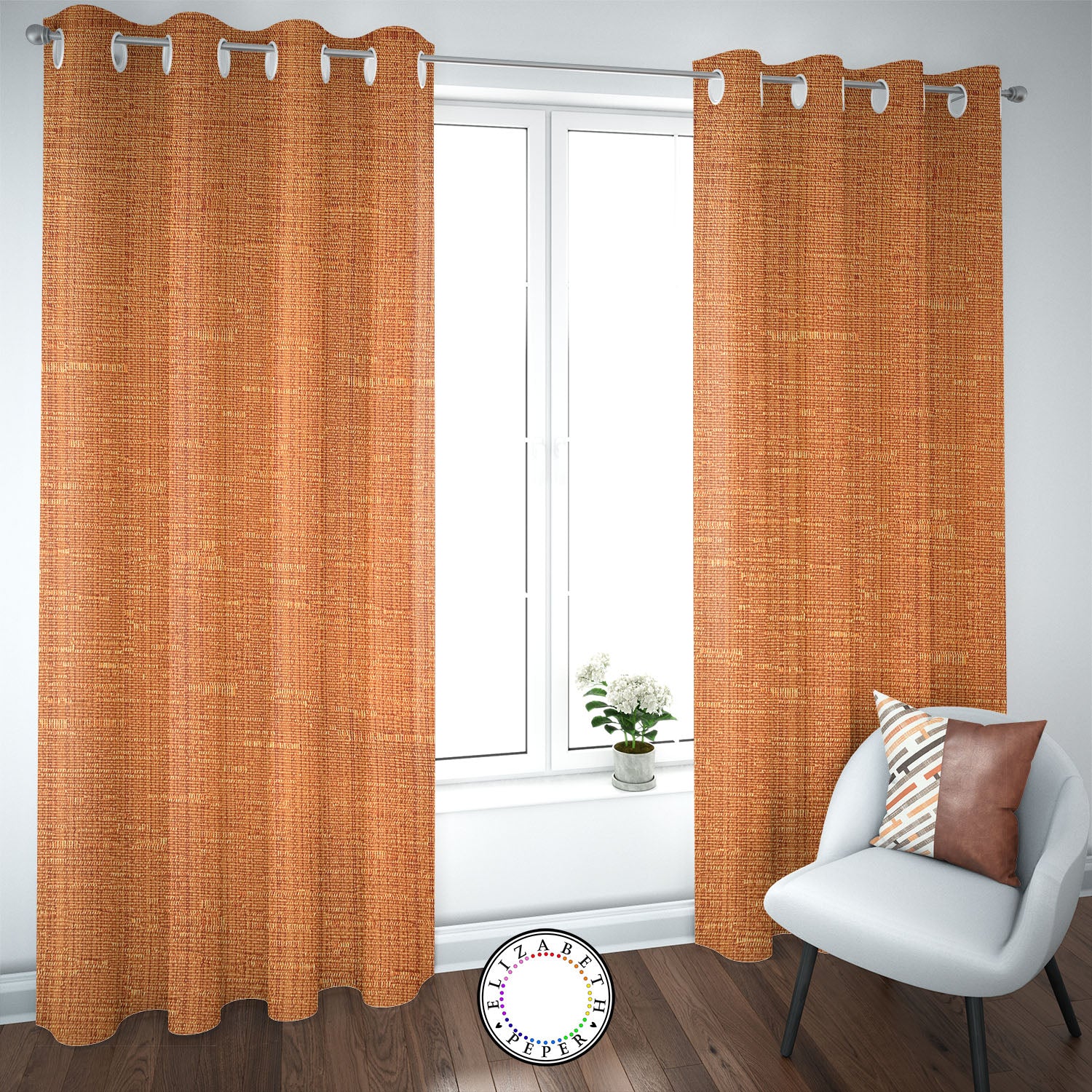 Set de Cortinas Hogar 2 Paños de 140 x 220 cm Naranja