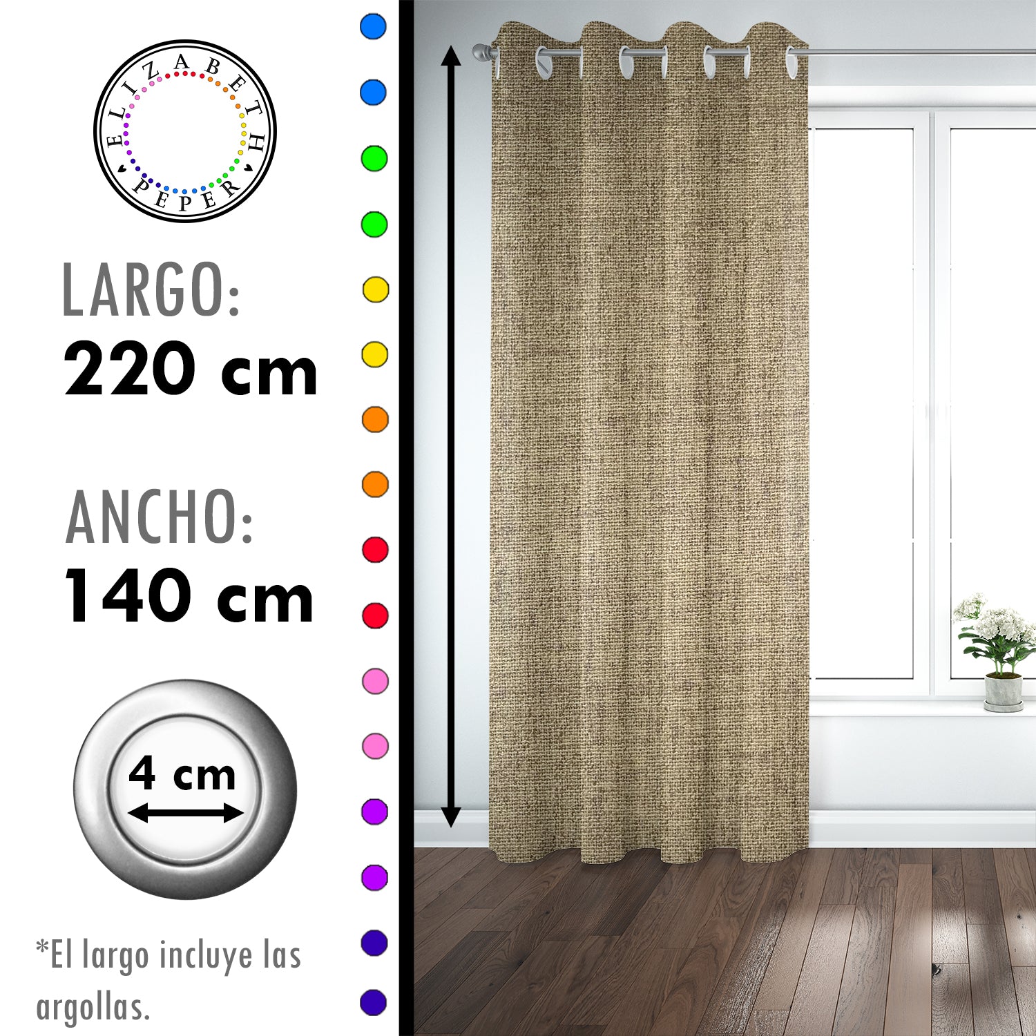Set de Cortinas Blackout 2 Paños de 140 x 220 cm Beige