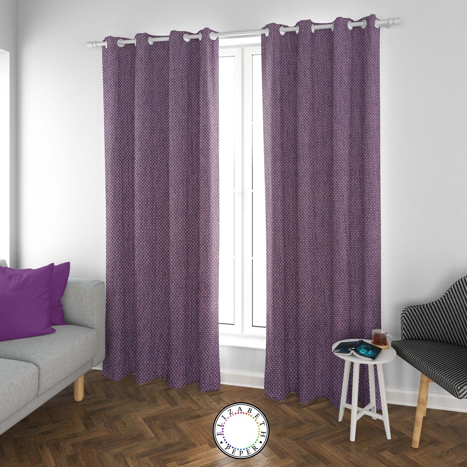 Set de Cortinas Textura Lino 2 Paños de 145 x 220 cm Morado