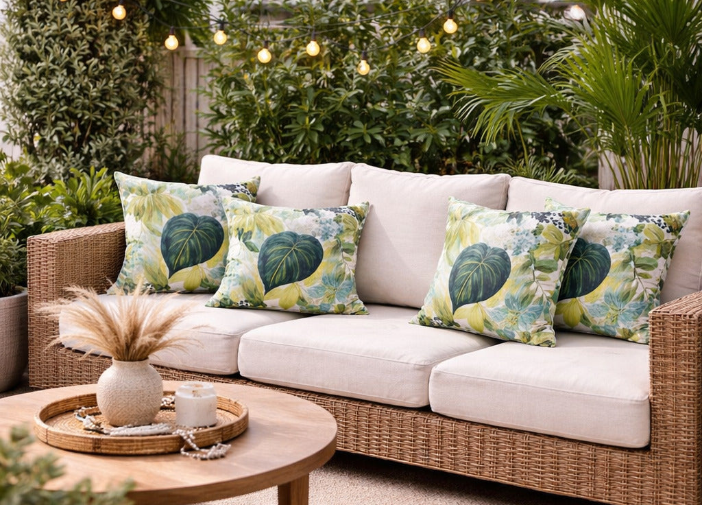 Funda Cojin Decorativo Diseño Verde Botanico