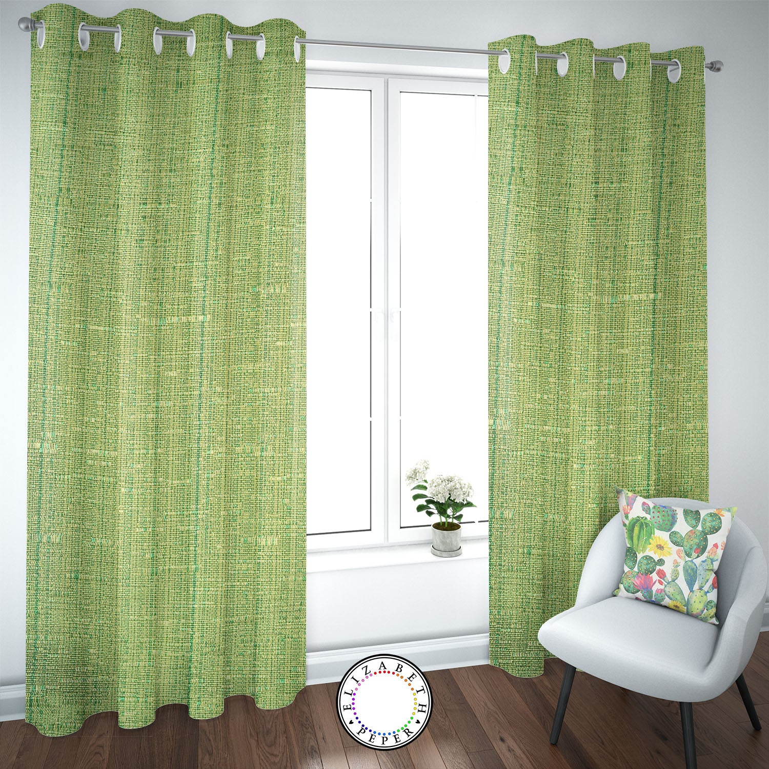 Set de Cortinas Hogar 2 Paños de 140 x 220 cm Verde