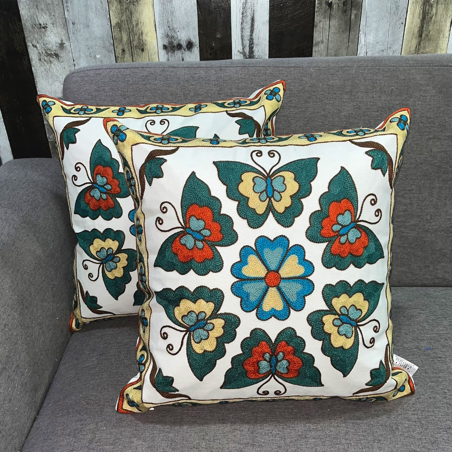 Funda Cojin Decorativo Diseño Mariposas Turquesa