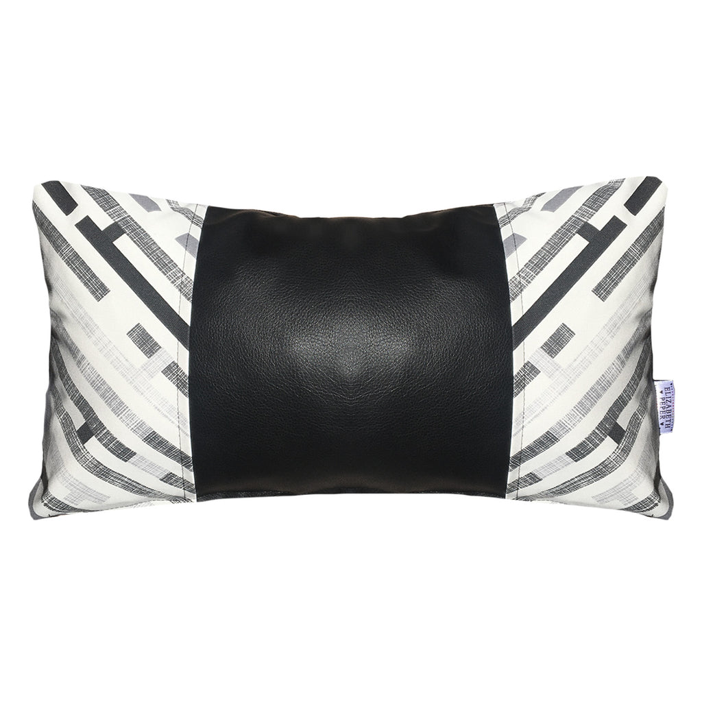 Funda Cojín Decorativo EcoCuero Gris y Negro