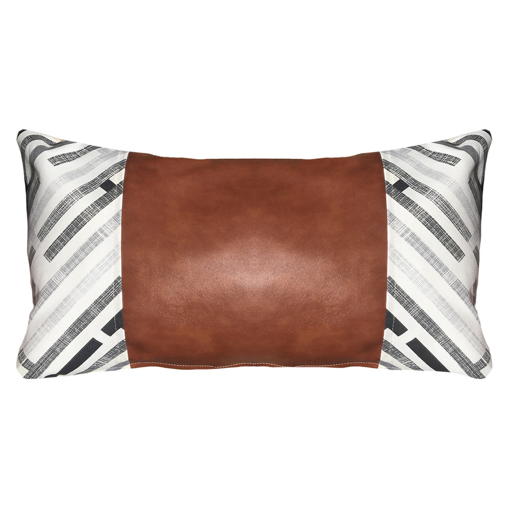 Funda Cojín Decorativo EcoCuero Gris y Beige