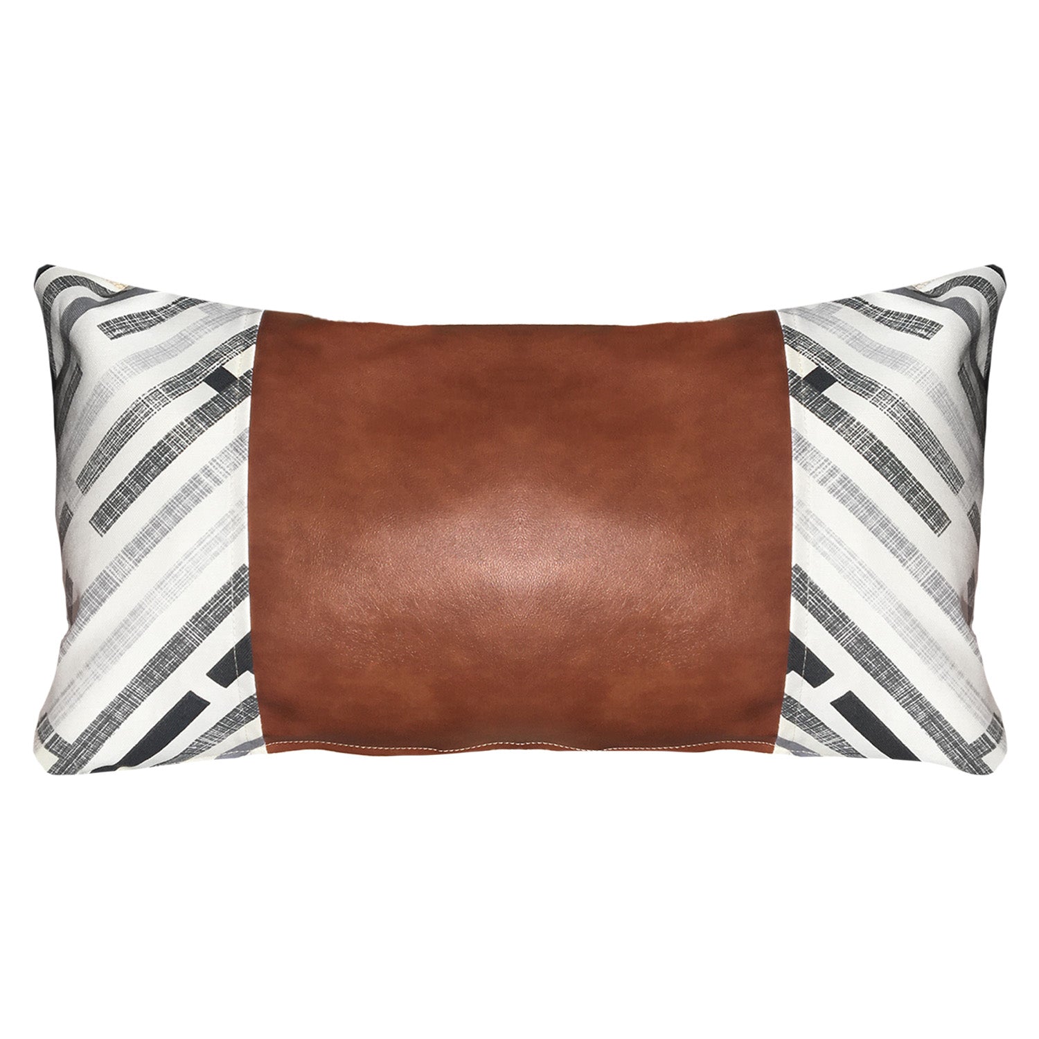 Funda Cojín Decorativo EcoCuero Gris y Beige
