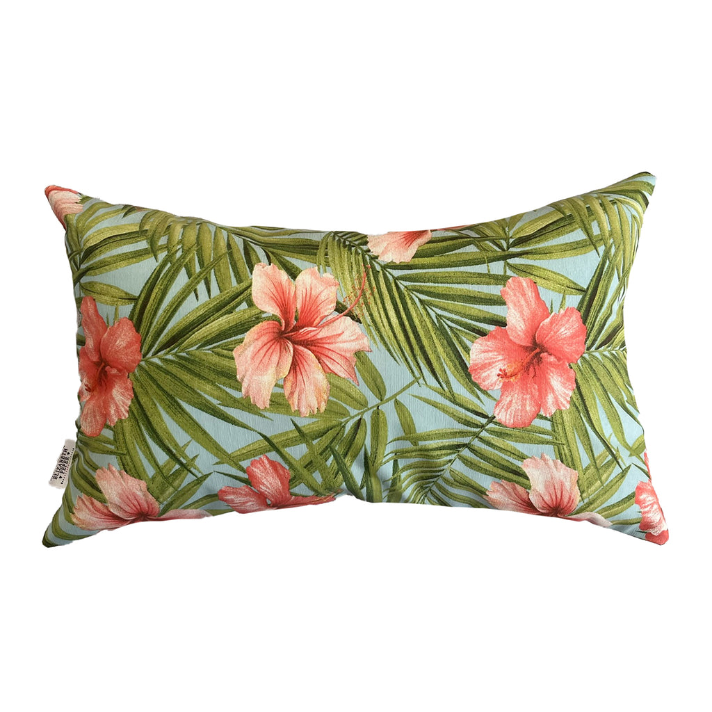 Funda Cojin Decorativo Diseño Hibisco Rosa Verde