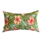 Funda Cojin Decorativo Diseño Hibisco Rosa Verde