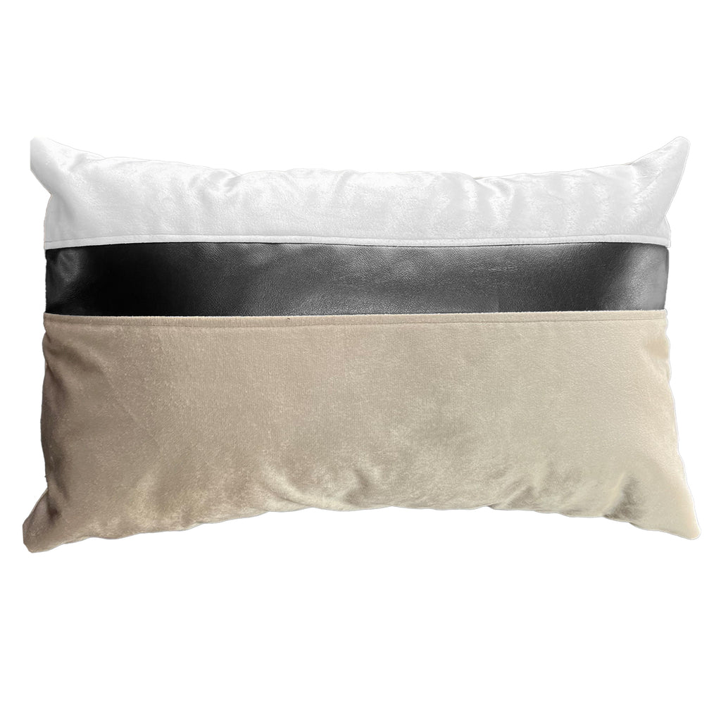 Funda Cojín Decorativo diseño Blanco Beige Negro Ecocuero