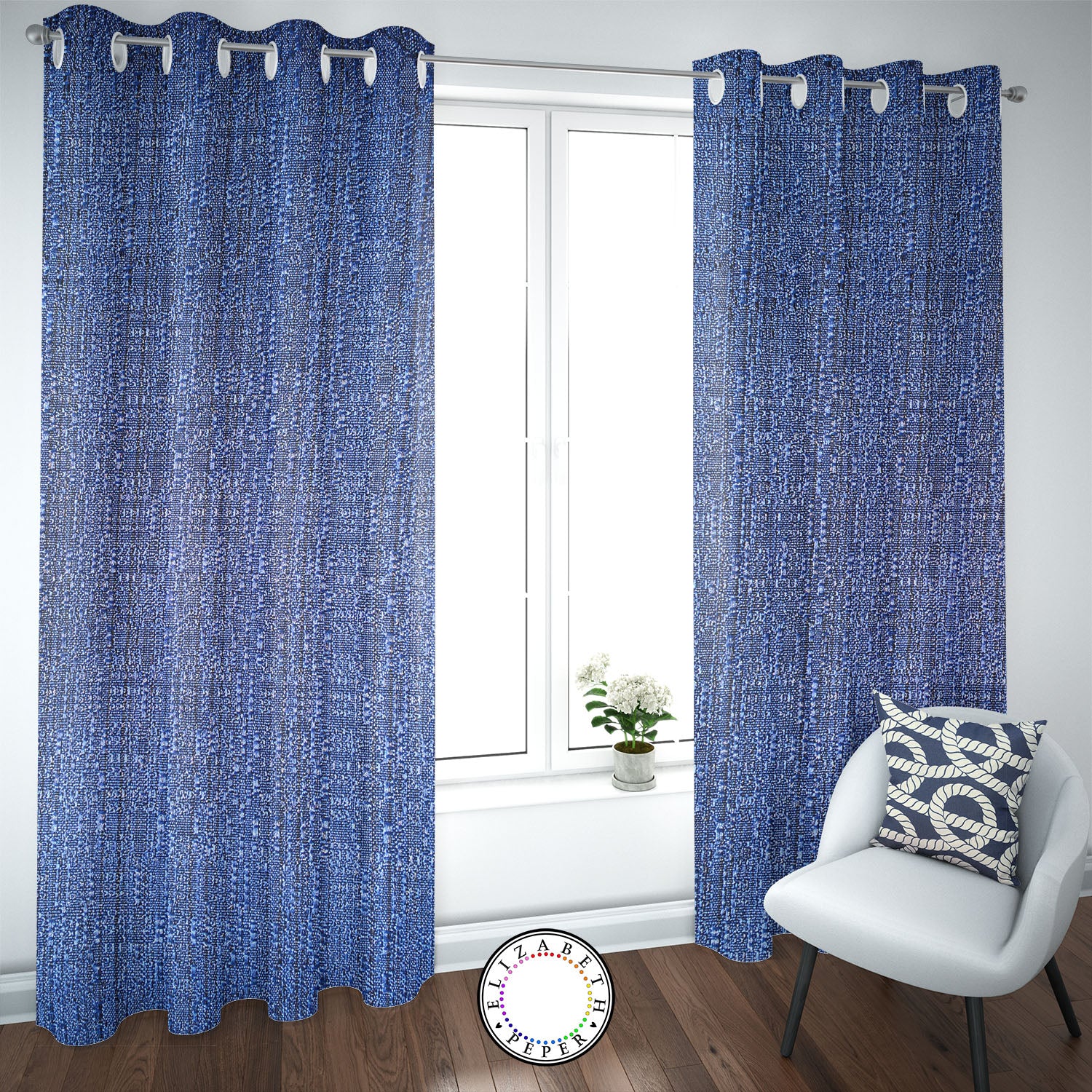 Set de Cortinas Hogar 2 Paños de 140 x 220 cm Azul